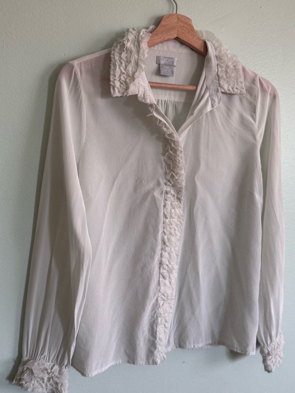 Joe Fresh Ivory Ruffle-Trim Button Down Blouse - Picture 2 of 5